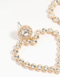 Gold Diamante Mega Heart Drop Earrings - link has visual effect only