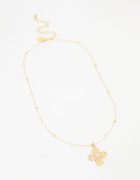 Gold Plated Pearl Station Cross Necklace - link has visual effect only