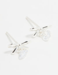 Sterling Silver Cubic Zirconia Bow & Drop Stud Earrings - link has visual effect only