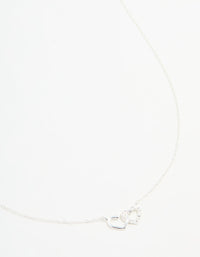 Sterling Silver Heart Link Necklace - link has visual effect only