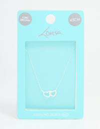 Sterling Silver Heart Link Necklace - link has visual effect only