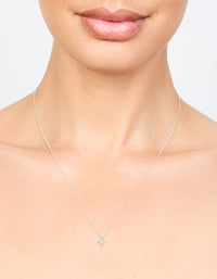 Sterling Silver Cubic Zirconia Micro Flower Pendant Necklace - link has visual effect only