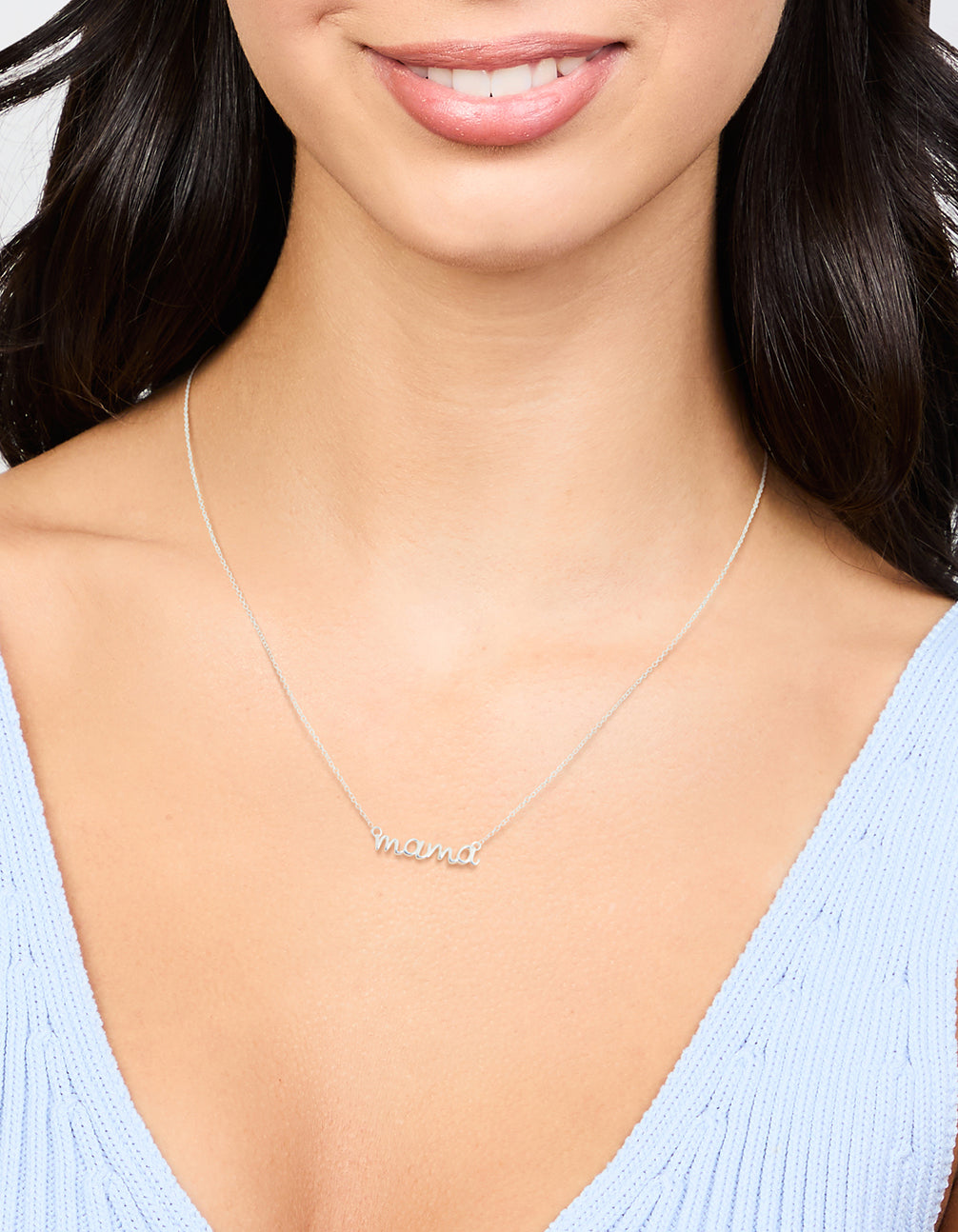 Sterling Silver Mama Pendant Necklace