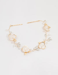 Gold Painted Flower Drop Earrings - link has visual effect only