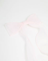 Pink Organza Fabric Curl Bow Hair Clip - link has visual effect only