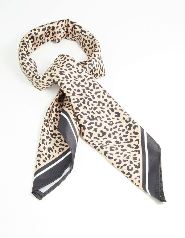 Leopard Print Fabric Border Scarf
