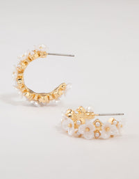 Gold Plated Cubic Zirconia Flower Chunky Hoop Earrings - link has visual effect only