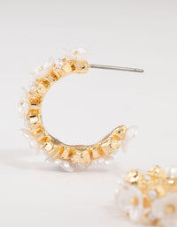 Gold Plated Cubic Zirconia Flower Chunky Hoop Earrings - link has visual effect only