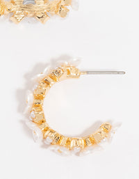 Gold Plated Cubic Zirconia Flower Chunky Hoop Earrings - link has visual effect only