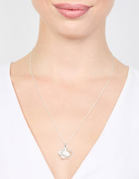 Silver Plated Diamante Outline Pendant Flower Necklace - link has visual effect only