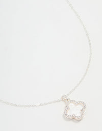 Silver Plated Diamante Outline Pendant Flower Necklace - link has visual effect only