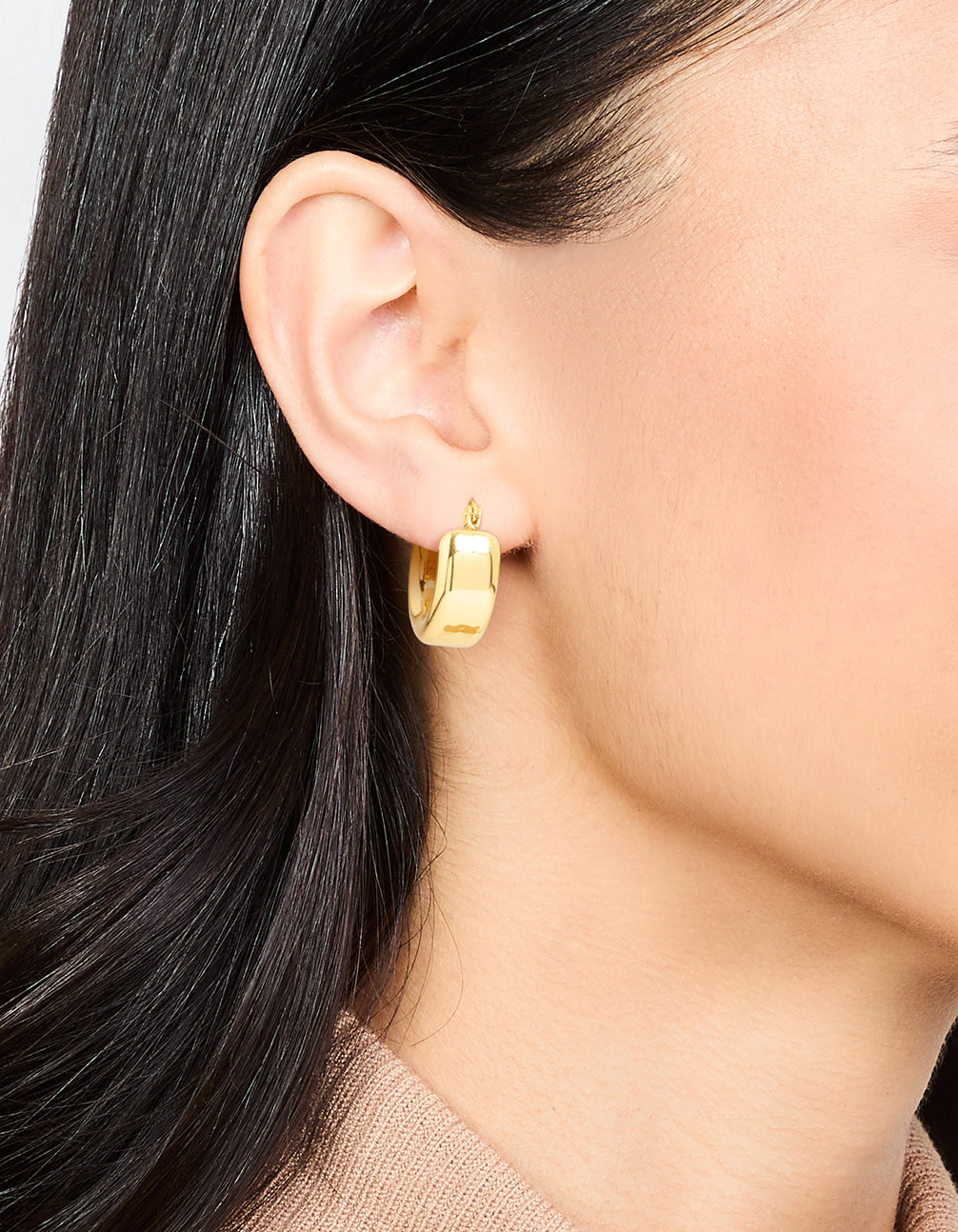 Waterproof Gold Plated Stainless Steel Mid Bubble Hoop Earrings