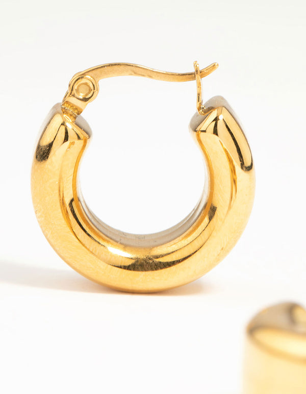 Waterproof Gold Plated Stainless Steel Mid Bubble Hoop Earrings