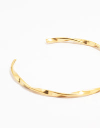 Waterproof Gold Plated Stainless Steel Twisted Wrist Cuff - link has visual effect only