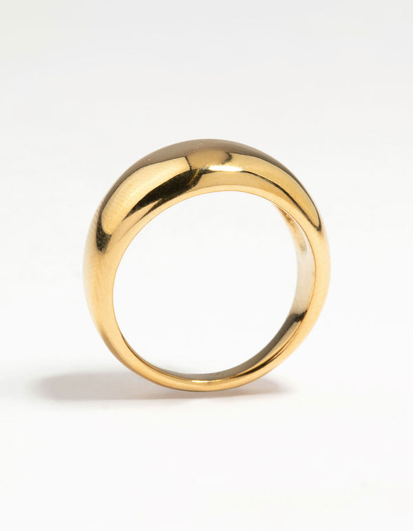 Waterproof Gold Plated Stainless Steel Thick Signet Ring