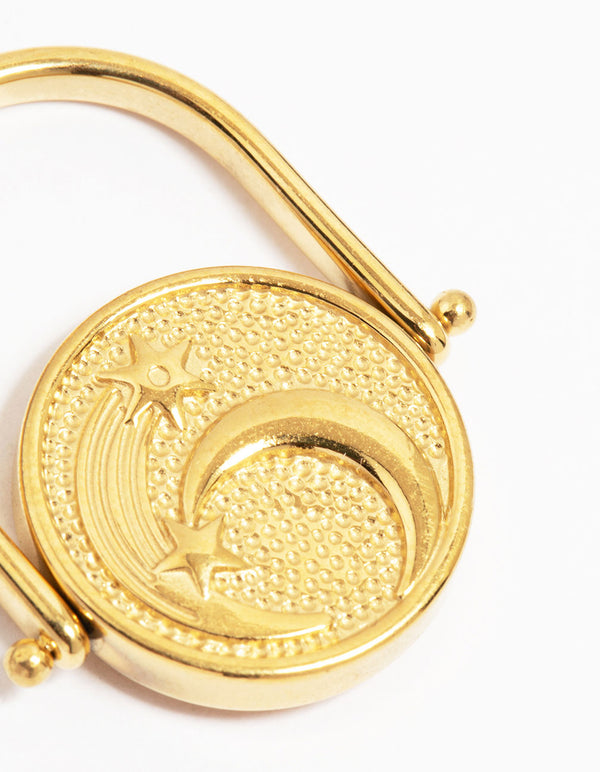 Waterproof Gold Plated Stainless Steel Coin Twist Ring