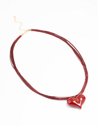 Red Acrylic Puffy Heart Metallic Cord Necklace - link has visual effect only