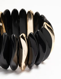 Gold & Black Beaded Stretch Bracelet - link has visual effect only