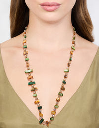 Green & Neutral Beaded Necklace - link has visual effect only