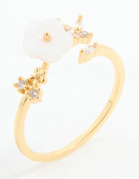 Gold Plated Cubic Zirconia Lovely Flower Wrap Around Ring - link has visual effect only