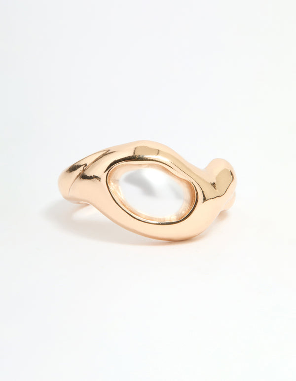 Gold Pearl Molten Circle Ring
