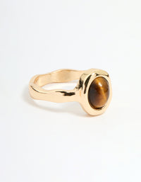 Gold Brown Center Stone Ring - link has visual effect only