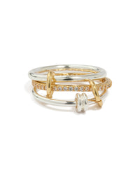 Gold & Silver Plated Rondell Stacked Ring - link has visual effect only