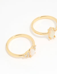 Gold Plated Cubic Zirconia Marquise Stacking Rings 3-Pack - link has visual effect only