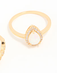 Gold Plated Cubic Zirconia Pear & Dainty Pointed Stacking Rings 2-Pack - link has visual effect only
