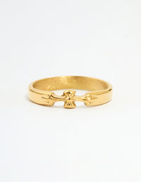Waterproof Gold Plated Stainless Steel Dainty Bow Band Ring - link has visual effect only