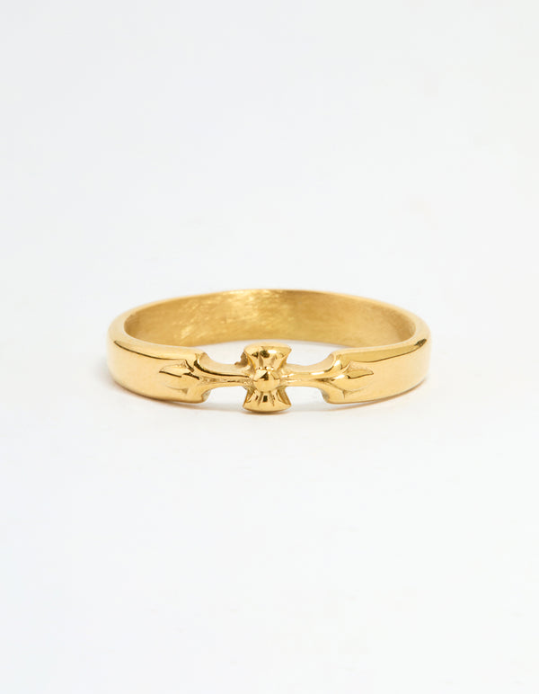 Waterproof Gold Plated Stainless Steel Dainty Bow Band Ring
