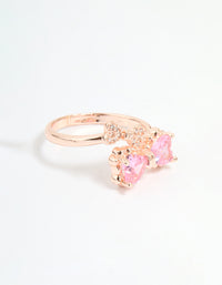 Rose Gold Cubic Zirconia Double Dainty Bow Ring - link has visual effect only