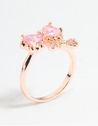 Rose Gold Cubic Zirconia Double Dainty Bow Ring - link has visual effect only