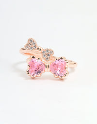 Rose Gold Cubic Zirconia Double Dainty Bow Ring - link has visual effect only
