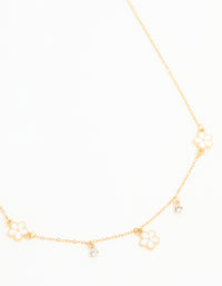 Waterproof Gold Plated Stainless Steel Cubic Zirconia Heart Floral Pendant Necklace - link has visual effect only