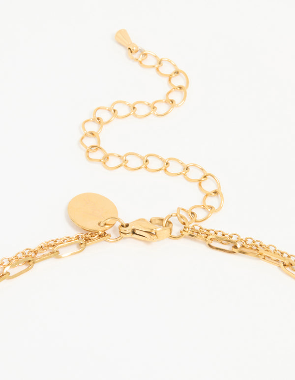 Waterproof Gold Plated Stainless Steel Evil Eye Layered Necklace