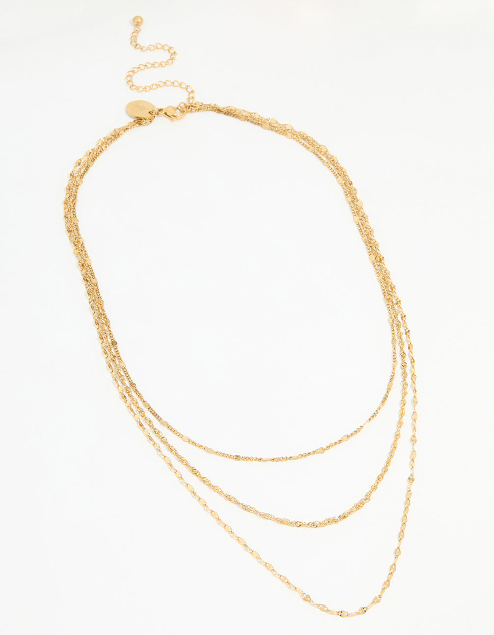 Waterproof Gold Plated Stainless Steel Triple Chain Layered Necklace