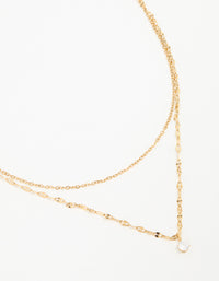 Waterproof Gold Plated Stainless Steel Cubic Zirconia Dainty Layered Necklace - link has visual effect only