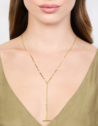 Waterproof Gold Plated Stainless Steel T-Bar Necklace - link has visual effect only