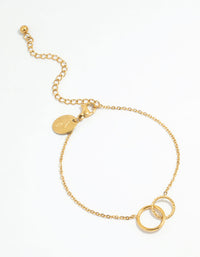 Waterproof Gold Plated Stainless Steel Double Ring Bracelet - link has visual effect only