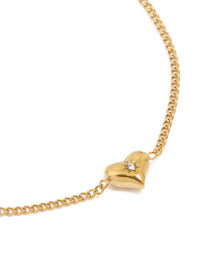Waterproof Gold Plated Stainless Steel Dainty Heart Bracelet - link has visual effect only