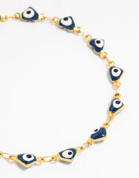 Waterproof Gold Plated Stainless Steel Evil Eye Bracelet - link has visual effect only