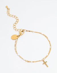 Waterproof Gold Plated Stainless Steel Layered Cross Bracelet - link has visual effect only