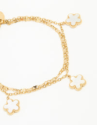 Waterproof Gold Plated Stainless Steel Floral Petal Bracelet - link has visual effect only