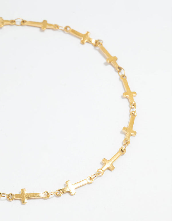 Waterproof Gold Plated Stainless Steel Cross Anklet