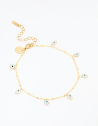 Waterproof Gold Plated Stainless Steel Evil Eye Anklet - link has visual effect only