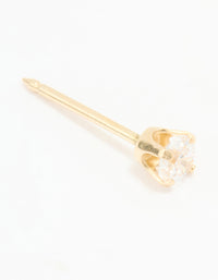 14K Solid Yellow Gold 3MM Cubic Zirconia Piercing Stud - link has visual effect only