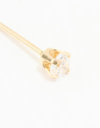 14K Solid Yellow Gold 3MM Cubic Zirconia Piercing Stud - link has visual effect only