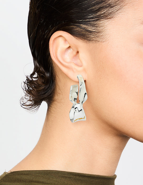 Silver Twisted Hoop Large Earrings