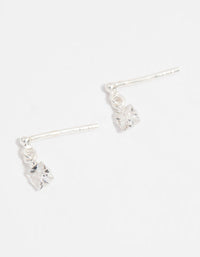 Sterling Silver Cubic Zirconia Princess Cut Drop Earrings - link has visual effect only
